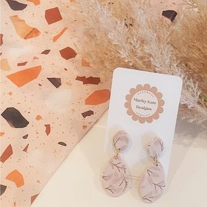 Pink Floral Polymer Clay Earrings